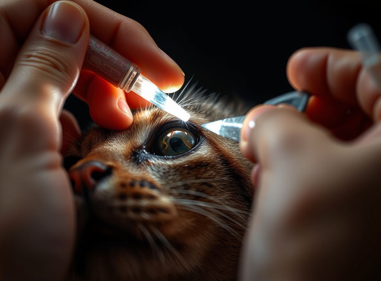 Aplicación de gotas en los ojos de una mascota